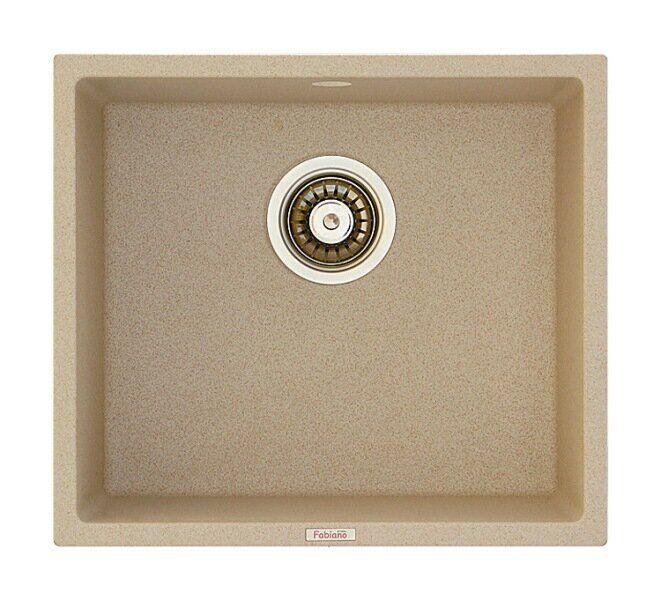 Гранітна кухонна мийка Fabiano Quadro 45x40 Beige, бежева, під стільницю, без крила (8221.301.0458)