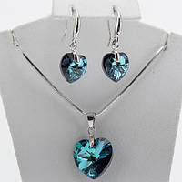 Набір Сережки та Кулон ХР Родій Бірюзовий Цирконій