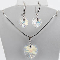 Набір ХР Родій Сережки та Кулон Цирконій Цвіт Алмазний Блиск