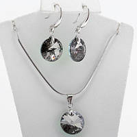 Набір Луна Сережки та Кулон ХР Родій Димчастий Цирконій