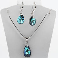 Набір ХР Родій Сережки та Кулон Бірюзовий Цирконій