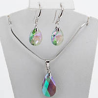 Набір Xuping Родій Сережки та Кулон Бензиновий Блиск Цирконій