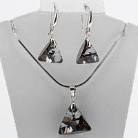 Набір Сережки та Кулон ХР Родій Циконій Колір Димчастий Кварц