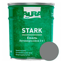 Грунт-емаль AURA Stark 3 в 1, антикорозійна (темно-сіра №18), 0,7 кг