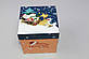 Подарункова новорічна квадратна коробка з малюнком дід мороз і сніговик 11 см, фото 2