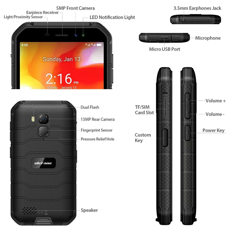 Смартфон Ulefone Armor X7 Pro Black 5.0" 4/32Gb NFC 4000mAh IP68 - фото 2 - id-p1312749403
