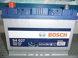 Автомобільний акумулятор, BOSCH 0092S40270, 12 V, S4 027 Silver 70 А·год, 261х175х220, 630 А, Asia, АКБ