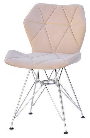Стул Greg CH-ML бархат бежевый B-1005 на хромированных ножках, дизайн Charles & Ray Eames, фото 2