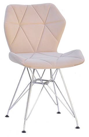 Стул Greg CH-ML бархат бежевый B-1005 на хромированных ножках, дизайн Charles & Ray Eames, фото 2