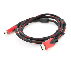Кабель Merlion HDMI-HDMI 3.0m, v1.4, OD-7.4mm, 2 фільтра Red / Black