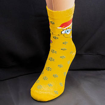 Шкарпетки SPONGE BOB New Year жовті р38-42, фото 3