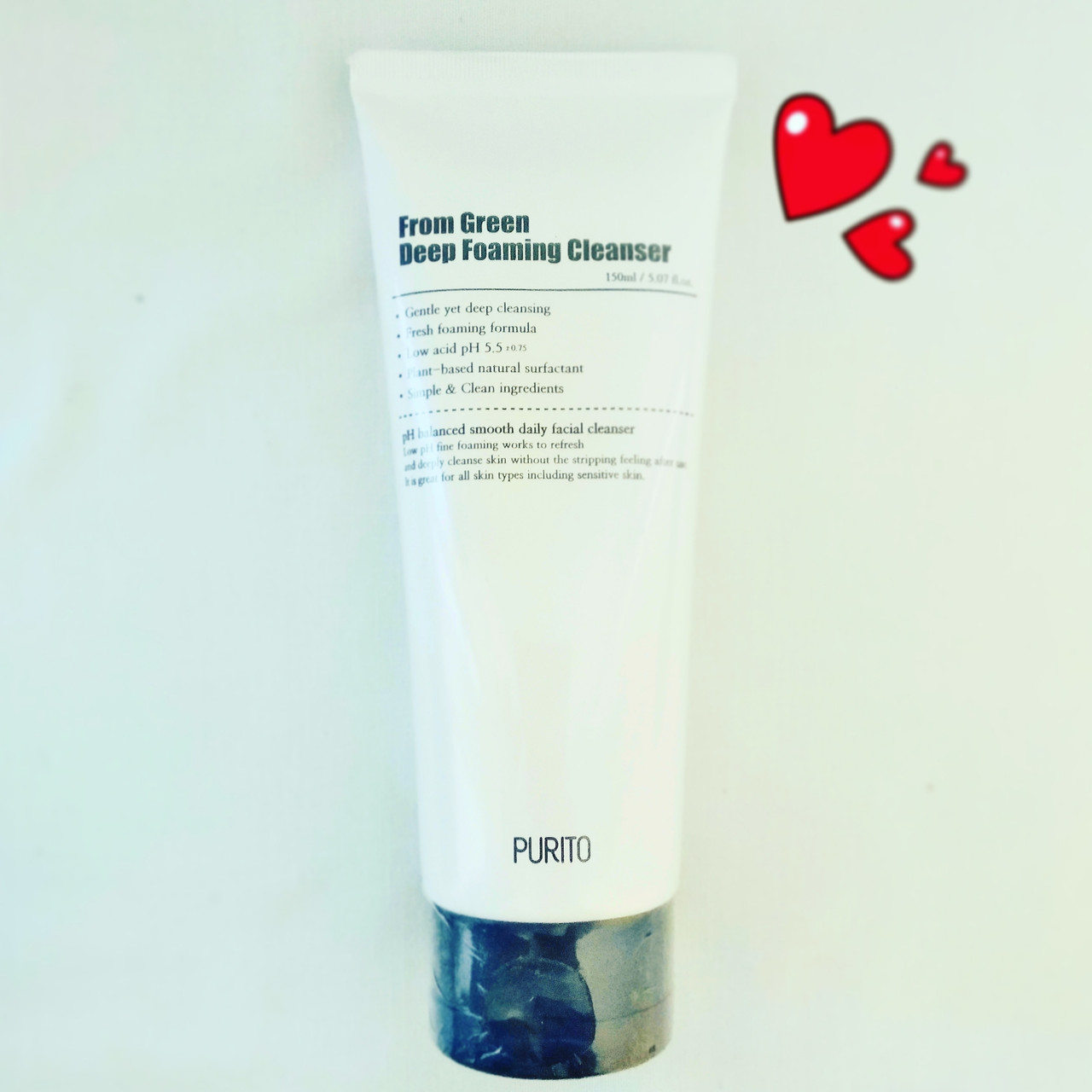 Purito From Green Deep Foaming Cleanser 150 мл Очищающая пенка с центеллой и зелёным чаем