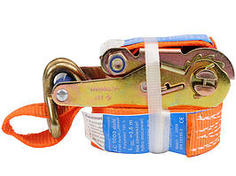 Стрічка для стяжки вантажу-тріскачка і гаки 2м Vorel 82377