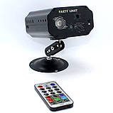 Міні лазерний проектор з пультом і стробоскопом Laser Mini Party Light Новорічна світломузика для будинку SH-011, фото 4