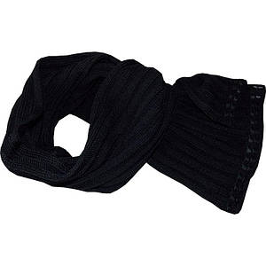 Зимовий чорний шарф зі шкіряними вставками