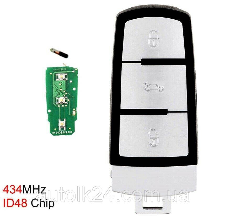 Cмарт-ключ VOLKSWAGEN 3 кнопки chip Id48 434Mhz, фото 1