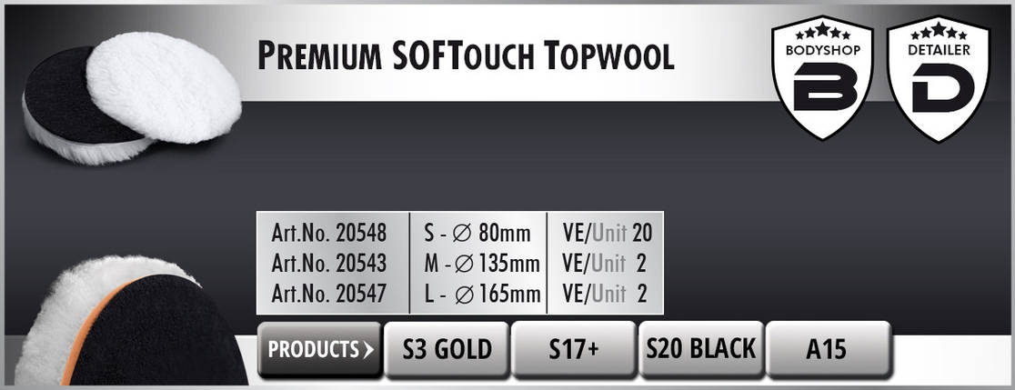Полірувальний круг овчина - Scholl Concepts S Premium SofTouch Top Wool 85 мм. білий (SHL20548), фото 3