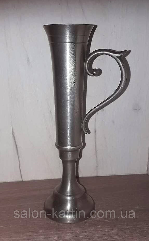 Олов'яна ваза-келих з вінтажній ручкою, тавро, Франція