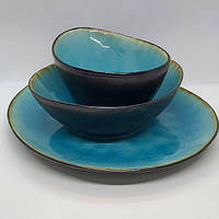 Керамическая тарелка двухцветная 27см овальная качественная посуда для ресторанов и дома оригинальная JM0954T