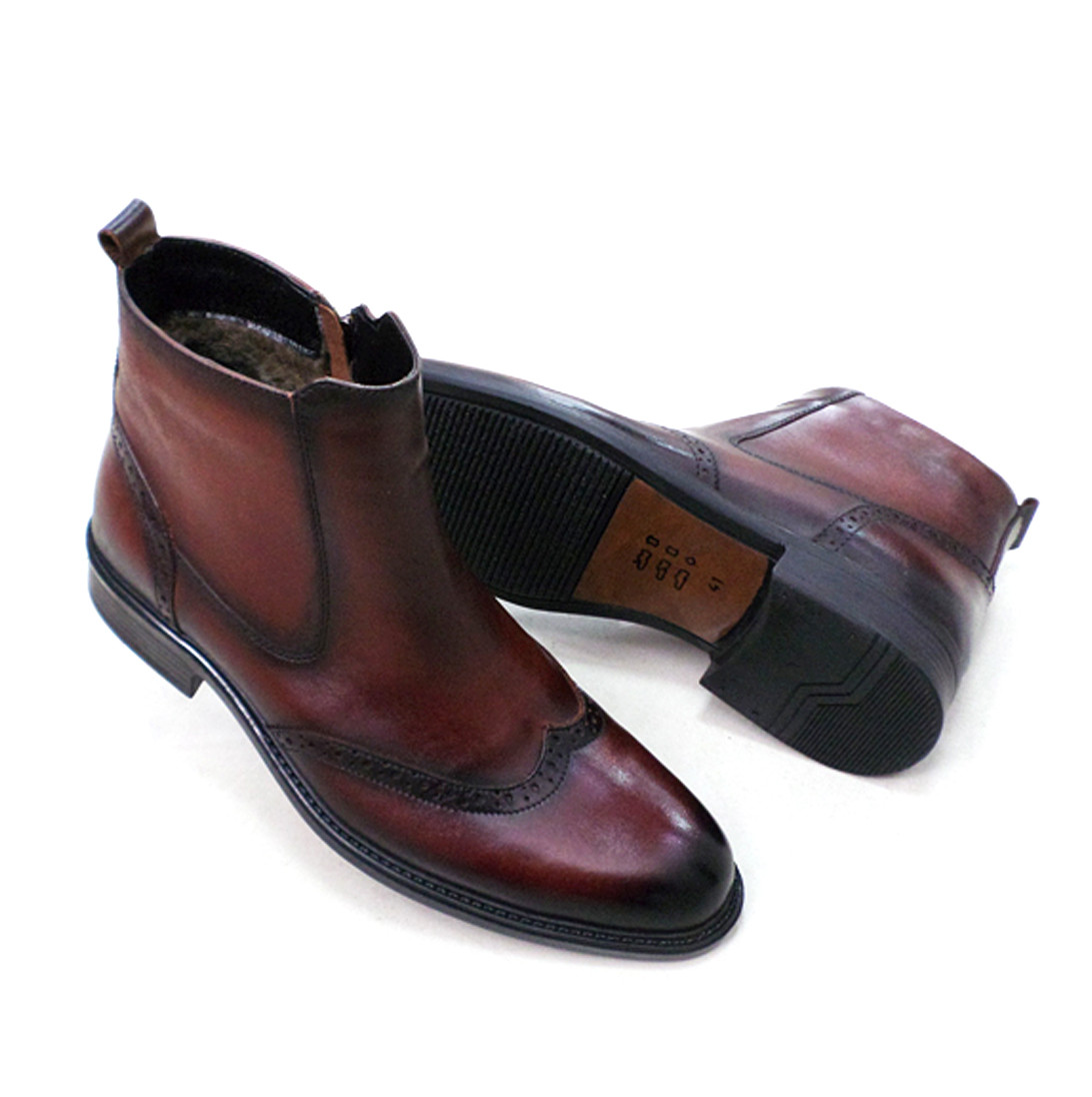Мужские зимние кожаные ботинки коричневого цвета. - фото 7 - id-p409521194