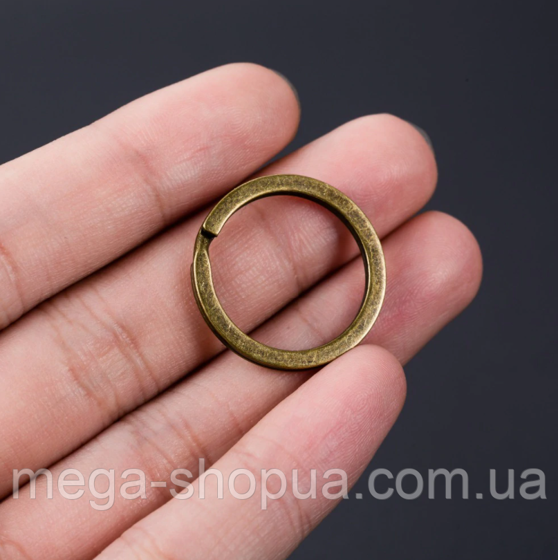 Кільце плоске металеве для ключів 1 штука 25 мм Бронзове D925
