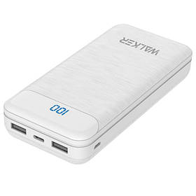 Powerbank WALKER WB-525 20000mAh +LCD 2USB/2.1 A/A 2.1 Роз'єм Type-C/micro white