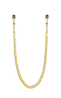 Тонкі затискачі для сосків з ланцюжком золото / Чорний Feral Feelings Talla