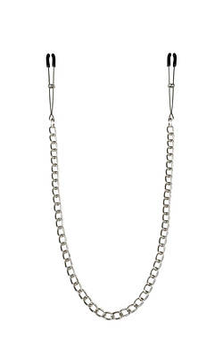 Тонкі затискачі для сосків з ланцюжком Срібло / Чорний Feral Feelings Talla