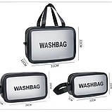 Косметички прозорі Washbag набір 3 шт. чорні різні розміри, фото 3