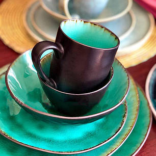Керамічна гуртка зеленого кольору професійний посуд для кафе ресторанів і вдома 350 мл, фото 2