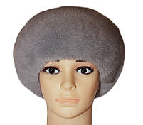 Жіноча хутряна шапка норкова, "Берет Київлянка" (сіро-блакитний), фото 2