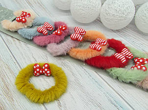Гумки для волосся хутро Ø9 см новорічні 10 шт/уп.