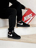 Зимові кросівки Nike Air Force чоловічі чорні хутро, фото 4