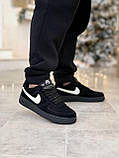 Зимові кросівки Nike Air Force чоловічі чорні хутро, фото 7