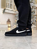 Зимові кросівки Nike Air Force чоловічі чорні хутро, фото 3