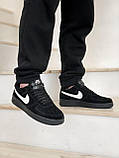 Зимові кросівки Nike Air Force чоловічі чорні хутро, фото 9