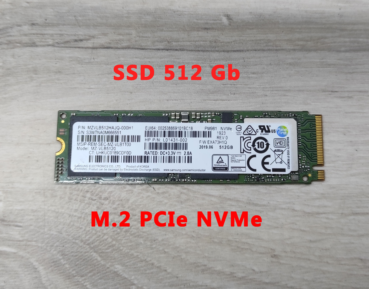 SSD SAMSUNG PM981 512GB M. 2 PCIe NVMe 80 mm #1001