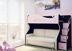 Двоярусне ліжко з місцем під диван ДЮМ 1658 Ціна без дивану