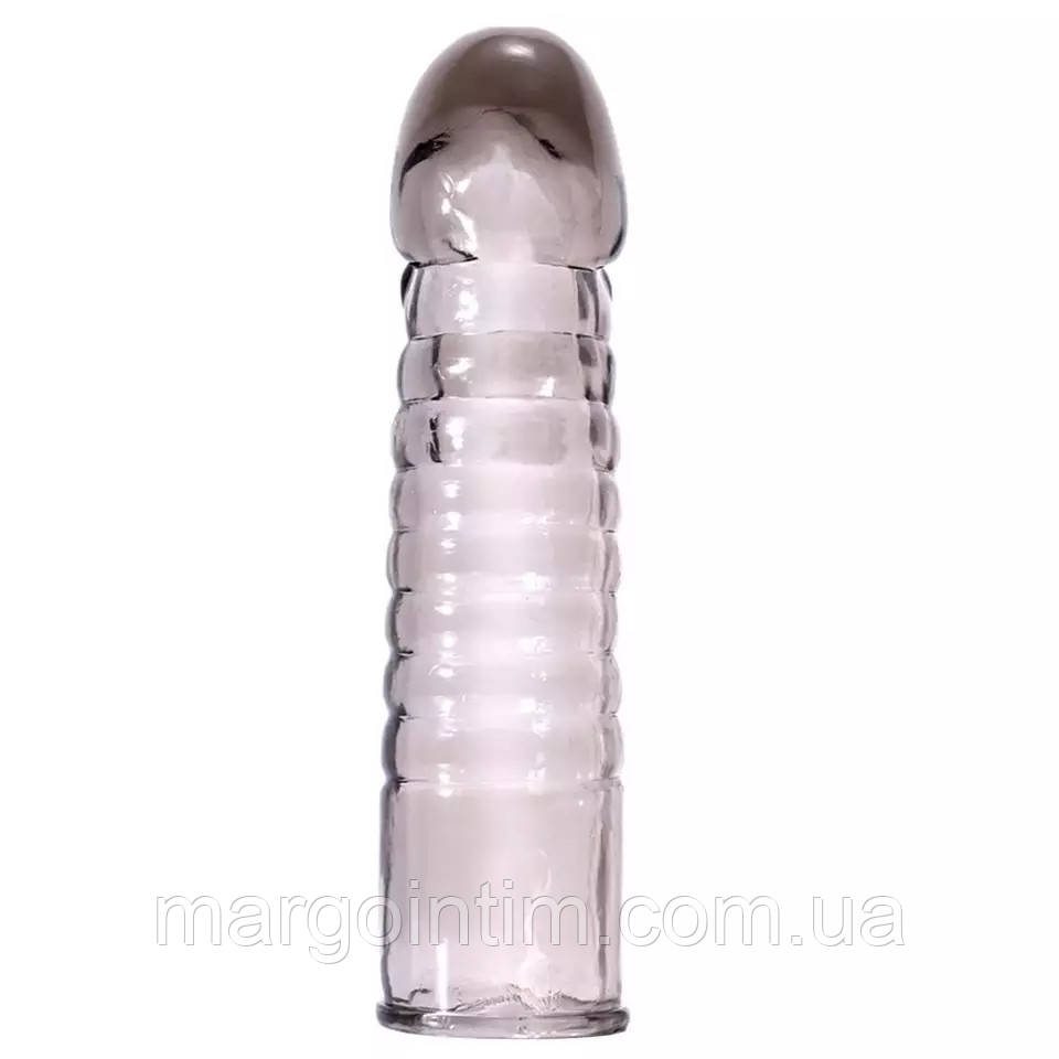 Багаторазовий презерватив бугристий 15 см з головкою, що подовжує., фото 1