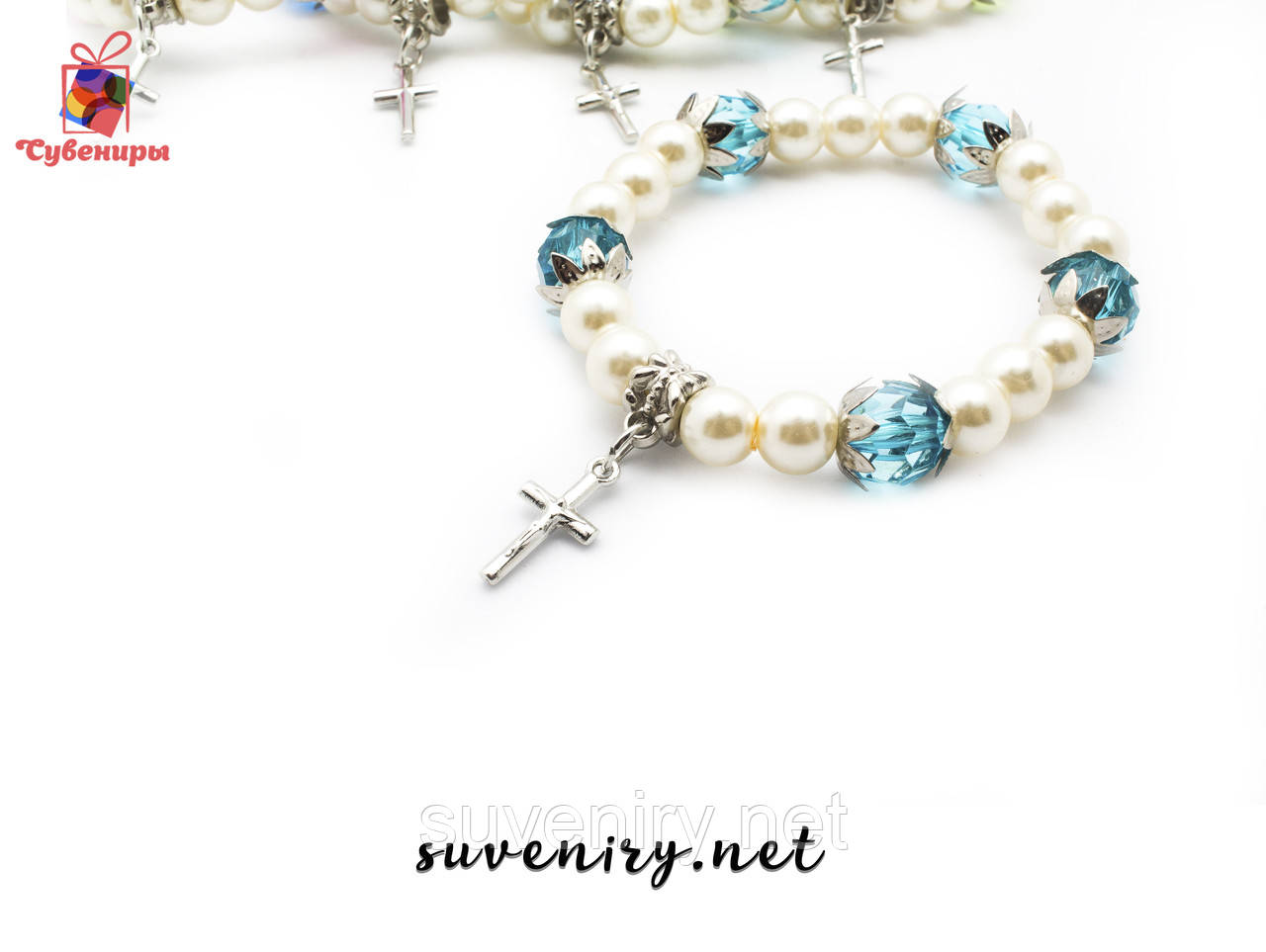 Красивые женские браслеты жемчуг с крестиком - фото 2 - id-p119745667