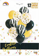 Набір куль агат із конфеті чорний, 12 шт.