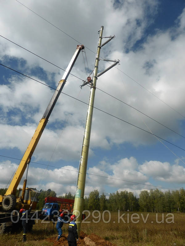 Встановлення залізобетонних опор стовпів СВ, ЛЕП