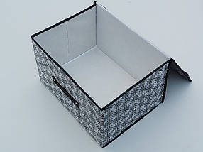 Коробка-органайзер Ш 40*Д 30*25 див. Колір білий з візерунками для зберігання одягу, взуття чи невеликих предметів, фото 2