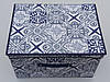 Коробка-органайзер Ш 40*Д 30*25 див. Колір синій з візерунками для зберігання одягу, взуття чи невеликих предметів, фото 2