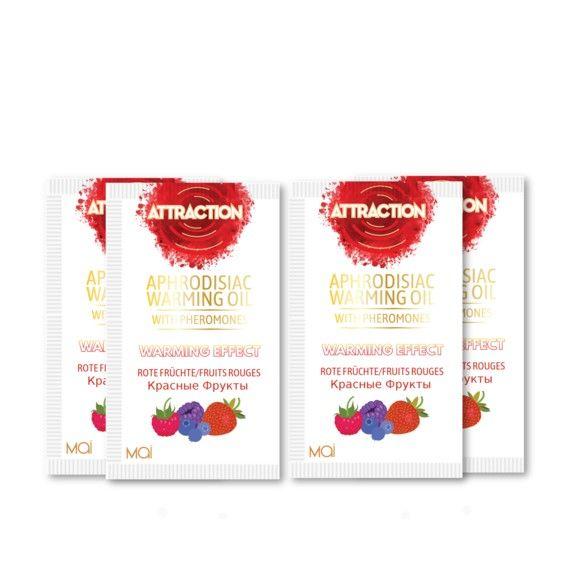 Розігріваюче масажне масло з феромонами і фруктовим ароматом MAI PHEROMON MASSAGE OIL - RED FRUITS, 10 мл