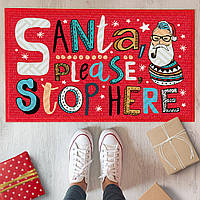 Килимок придверний з принтом Santa please stop here 45x75x0,4 см