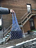 Авоська ручної роботи плетена багаторазова - EcoGG - бавовняна, Розмір S - 5л, біло-синя, фото 5