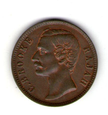 Саравак 1 цент 1870 г. Другий Білий веселжа Чарльз Ентонібок19316., фото 1