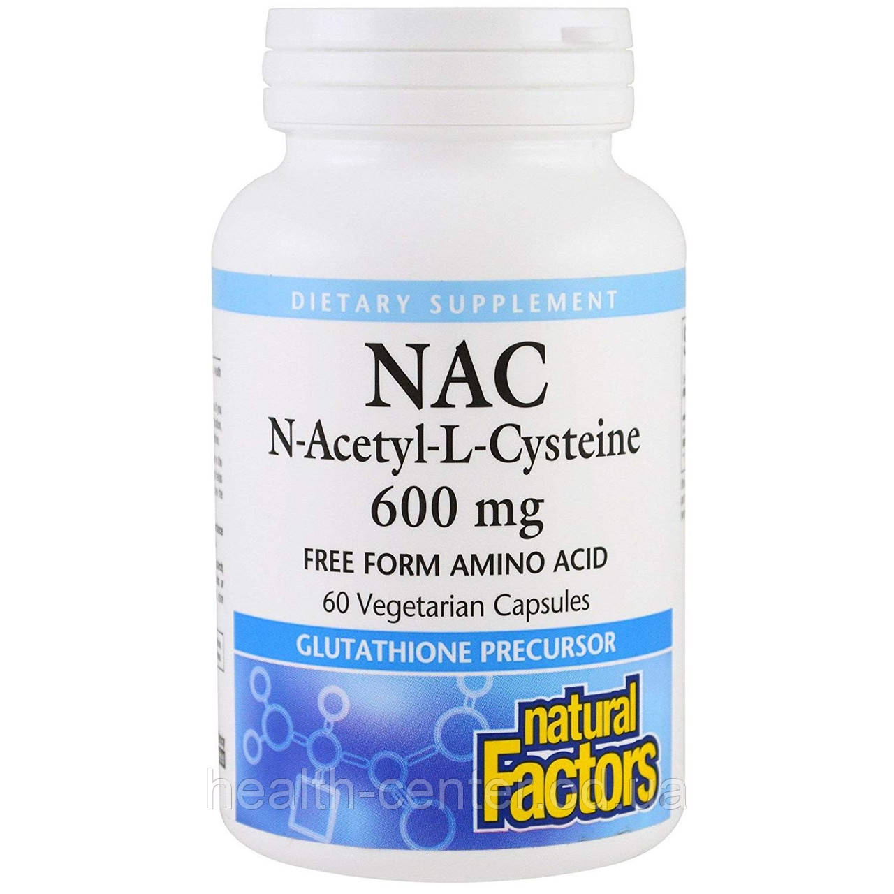 N-ацетил-L-цистеїн (АЦЦ) 600 мг 60 капс від кашлю лікування легких розрідження крові NaturalFactorsUSA