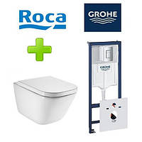 Комплект инсталляция Grohe Rapid + унитаз безободковый Roca Gap